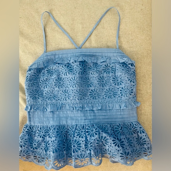 💙NWT! J.Crew Cross-back Smocked-Waist Eyelet Top, Size XS💙 - Picture 9 of 14